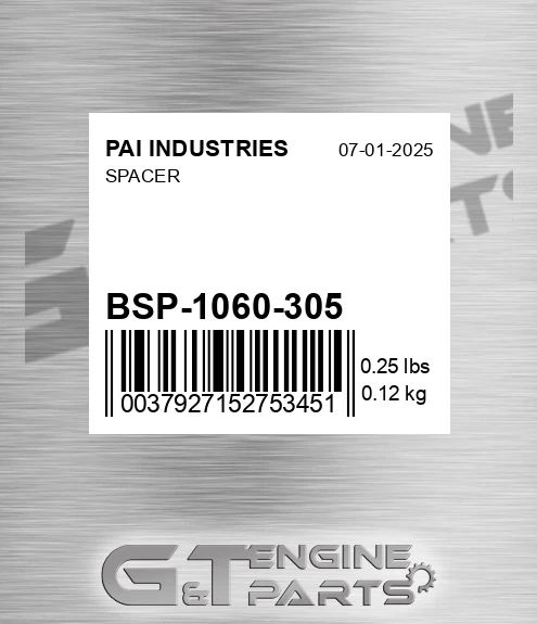 BSP-1060-305 Spacer for PAI INDUSTRIES