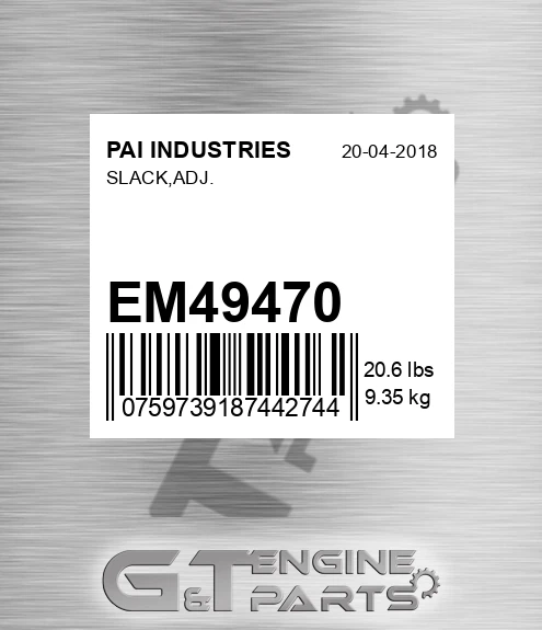EM49470 Slack,adj. for PAI INDUSTRIES