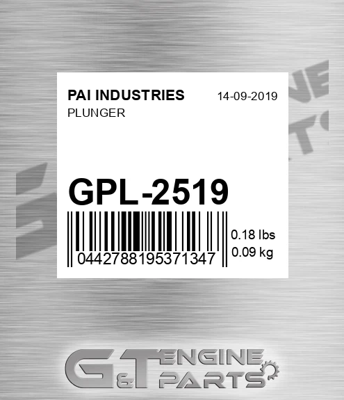 GPL-2519 Plunger for PAI INDUSTRIES