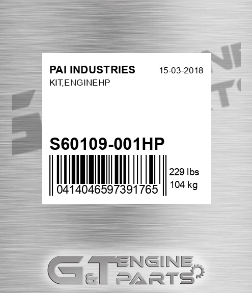 S60109-001HP Kit,enginehp for PAI INDUSTRIES