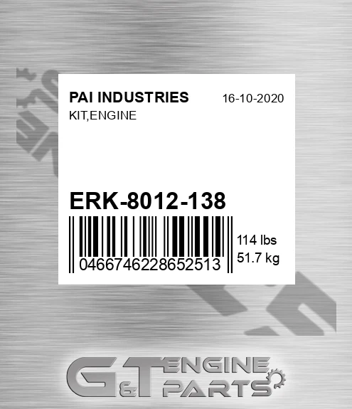ERK-8012-138 Kit,engine for PAI INDUSTRIES