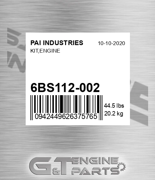 6BS112-002 Kit,engine for PAI INDUSTRIES