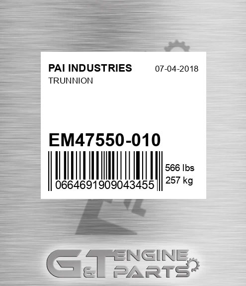 EM47550-010 Trunnion for PAI INDUSTRIES