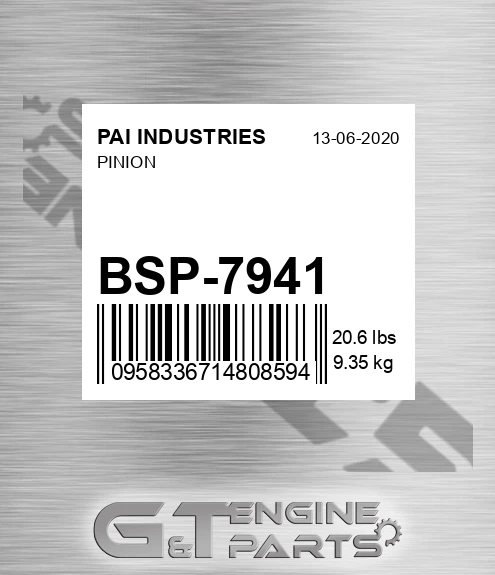 BSP-7941 Pinion for PAI INDUSTRIES
