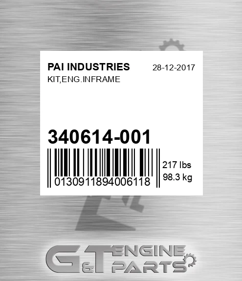 340614-001 Kit,eng.inframe for PAI INDUSTRIES