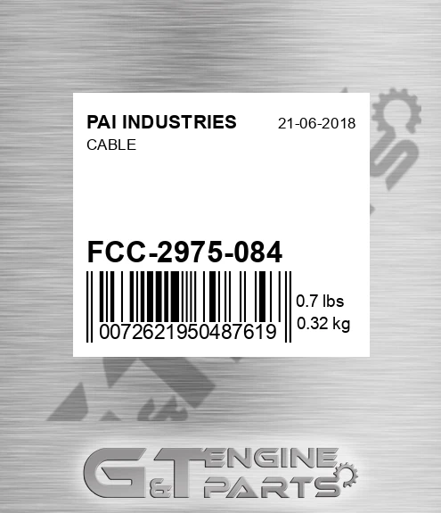 FCC-2975-084 Cable for PAI INDUSTRIES
