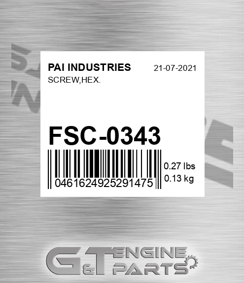 FSC-0343 Screw,hex.