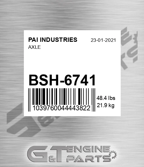 BSH-6741 Axle for PAI INDUSTRIES
