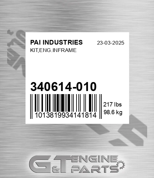 340614-010 Kit,eng.inframe for PAI INDUSTRIES