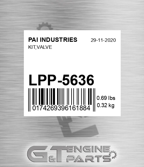 LPP-5636 Kit,valve for PAI INDUSTRIES