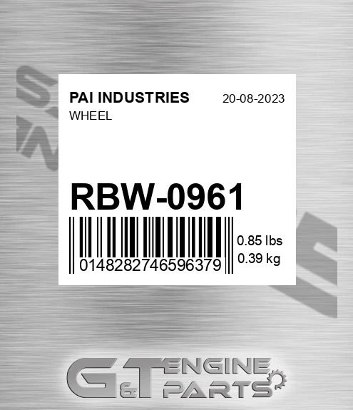 RBW-0961 Wheel for PAI INDUSTRIES