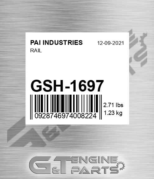GSH-1697 Rail for PAI INDUSTRIES