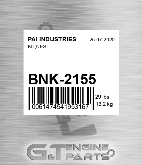 BNK-2155 Kit,nest for PAI INDUSTRIES