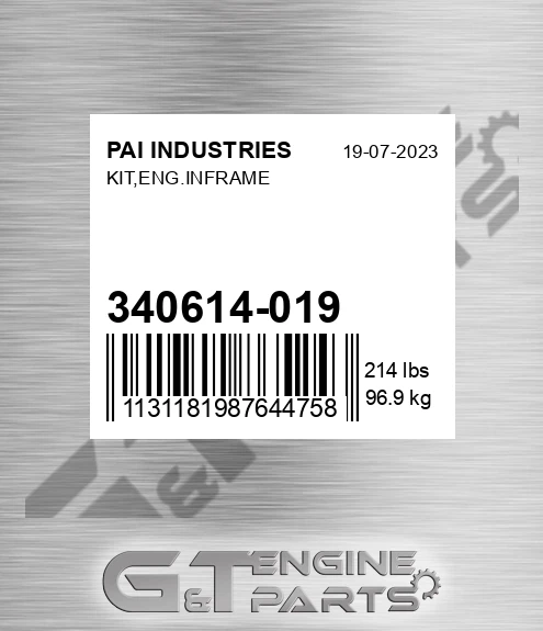340614-019 Kit,eng.inframe for PAI INDUSTRIES