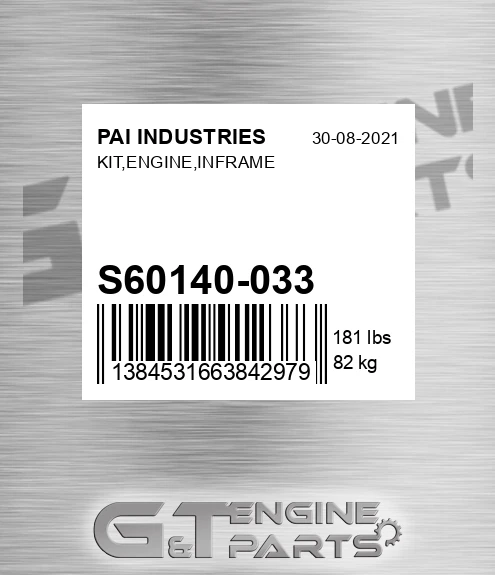 S60140-033 Kit,engine,inframe for PAI INDUSTRIES
