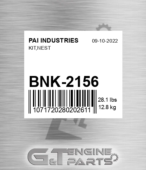 BNK-2156 Kit,nest for PAI INDUSTRIES