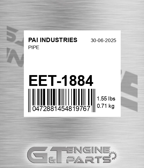 EET-1884 Pipe for PAI INDUSTRIES