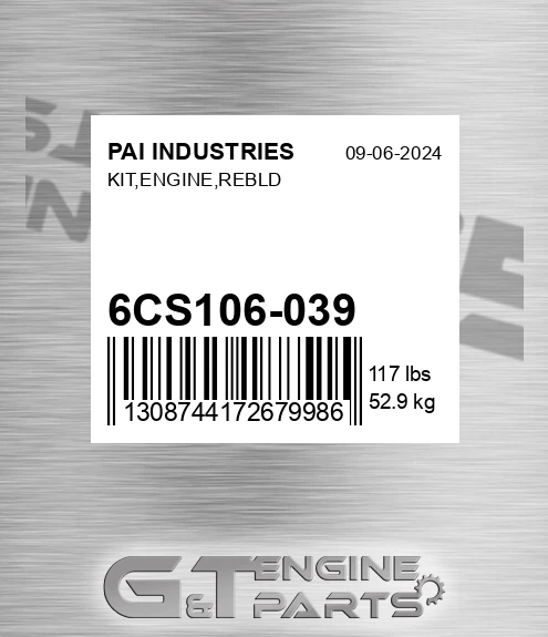 6CS106-039 Kit,engine,rebld for PAI INDUSTRIES