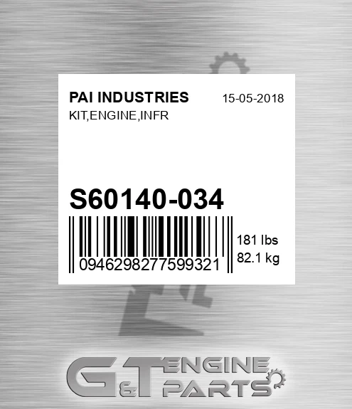 S60140-034 Kit,engine,infr for PAI INDUSTRIES