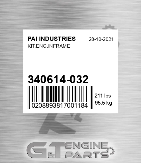 340614-032 Kit,eng.inframe for PAI INDUSTRIES