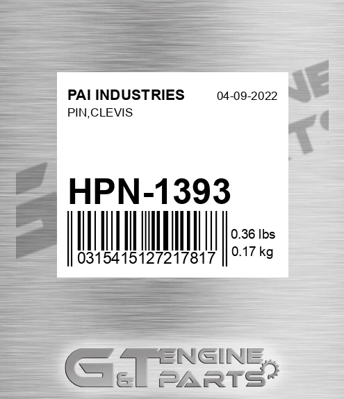 HPN-1393 Pin,clevis