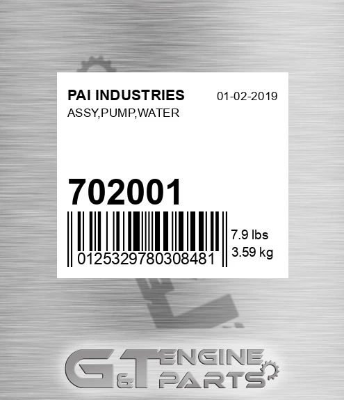 702001 Assy,pump,water
