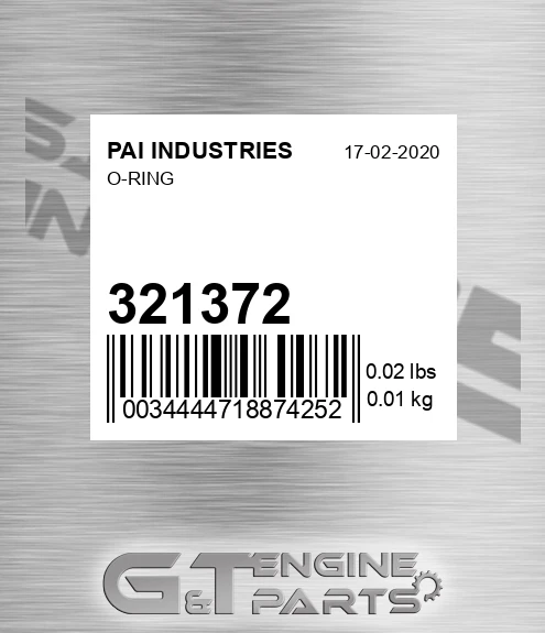 321372 O-ring for PAI INDUSTRIES