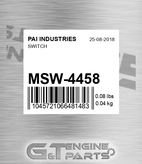 MSW-4458 Switch for PAI INDUSTRIES