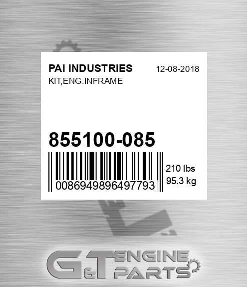 855100-085 Kit,eng.inframe for PAI INDUSTRIES