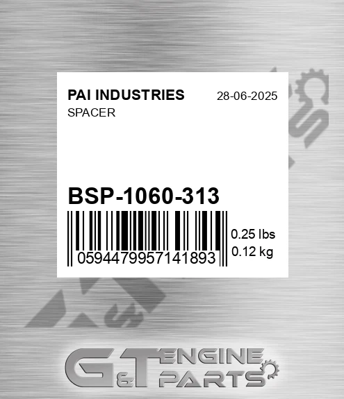BSP-1060-313 Spacer for PAI INDUSTRIES