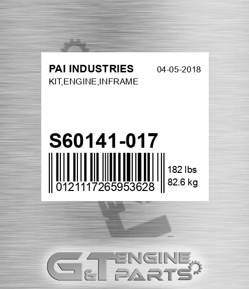 S60141-017 Kit,engine,inframe for PAI INDUSTRIES
