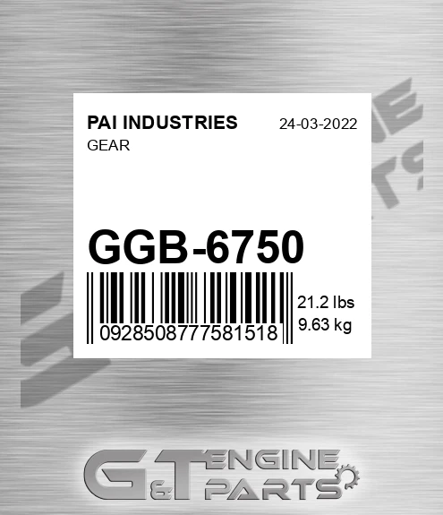 GGB-6750 Gear for PAI INDUSTRIES