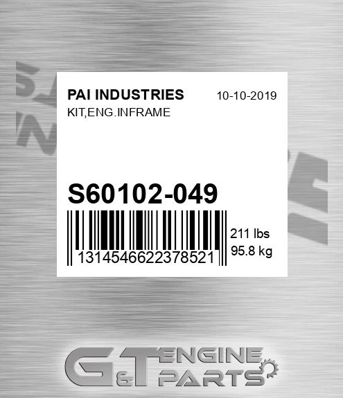 S60102-049 Kit,eng.inframe for PAI INDUSTRIES