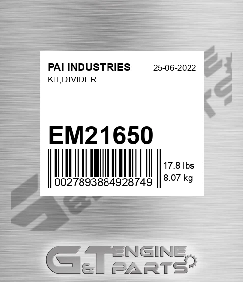EM21650 Kit,divider for PAI INDUSTRIES