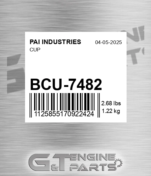BCU-7482 Cup for PAI INDUSTRIES
