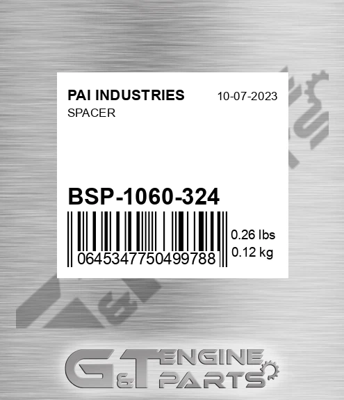 BSP-1060-324 Spacer for PAI INDUSTRIES