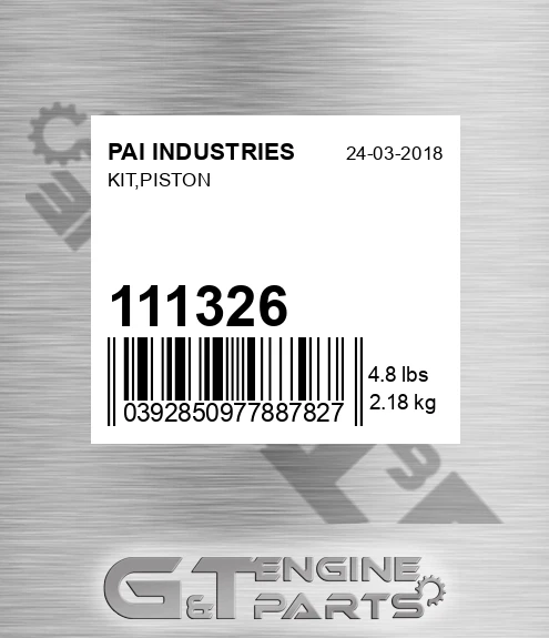 111326 Kit,piston for PAI INDUSTRIES