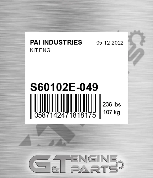 S60102E-049 Kit,eng. for PAI INDUSTRIES