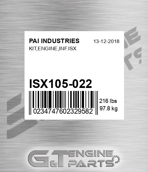 ISX105-022 Kit,engine,inf.isx