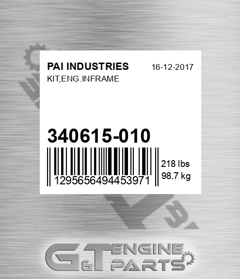 340615-010 Kit,eng.inframe for PAI INDUSTRIES