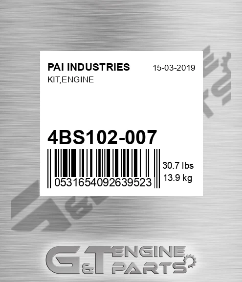 4BS102-007 Kit,engine for PAI INDUSTRIES