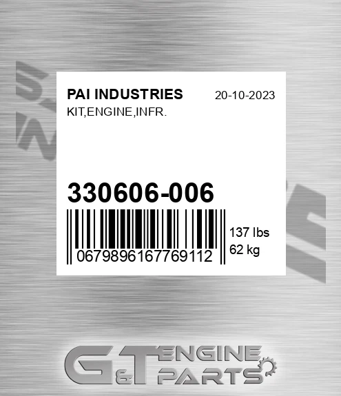 330606-006 Kit,engine,infr. for PAI INDUSTRIES