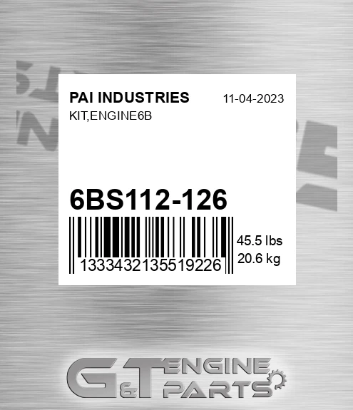 6BS112-126 Kit,engine6b for PAI INDUSTRIES
