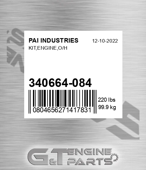 340664-084 Kit,engine,o/h for PAI INDUSTRIES