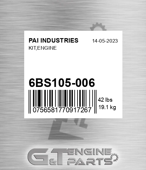 6BS105-006 Kit,engine for PAI INDUSTRIES