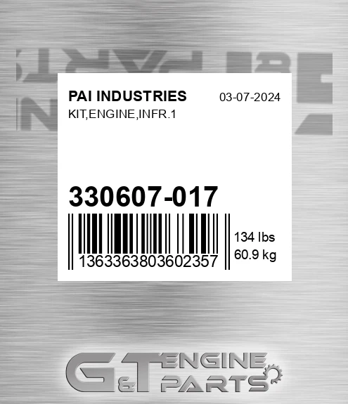 330607-017 Kit,engine,infr.1 for PAI INDUSTRIES