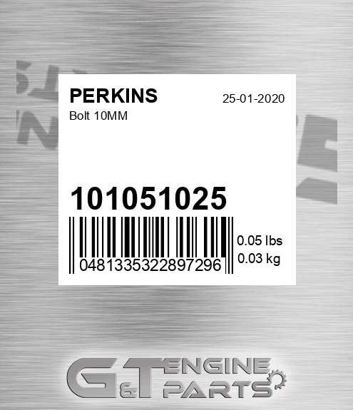 101051025 PERKINS Bolt 10mm