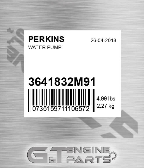 3641832M91 Water Pump for PERKINS
