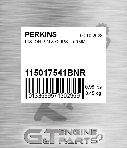115017541B-NR Piston Pin & Clips - .50mm
