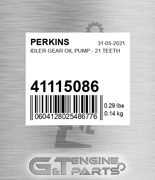 41115086 Idler Gear Oil Pump - 21 Teeth